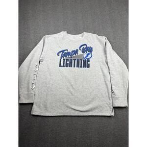 NHL Tampa Bay Lightning Champion Long Sleeve T-Shirt Men's L Gray Hockey Apparel